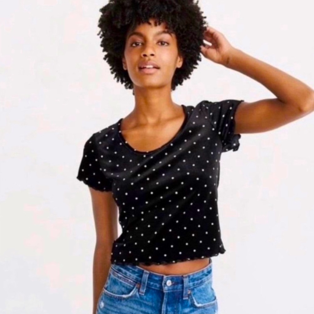Abercrombie & Fitch Polka Dot Velour Crop Tee